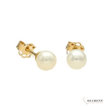 Złote kolczyki przy uchu 585 z perełkami 6 mm KL 1644D 585.jpg